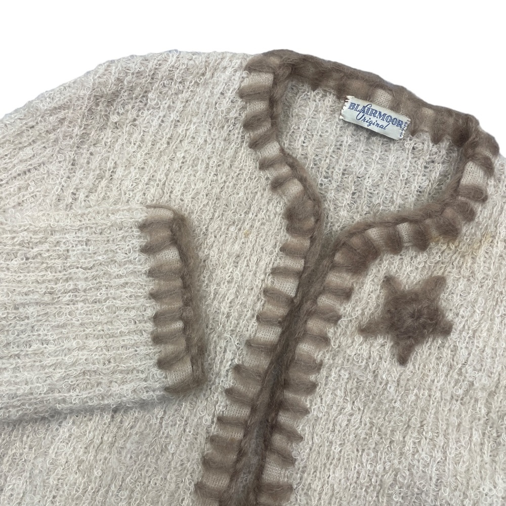 Blairmoor Original Wool Cardigan Open‎ Front Beige (see measurements)
